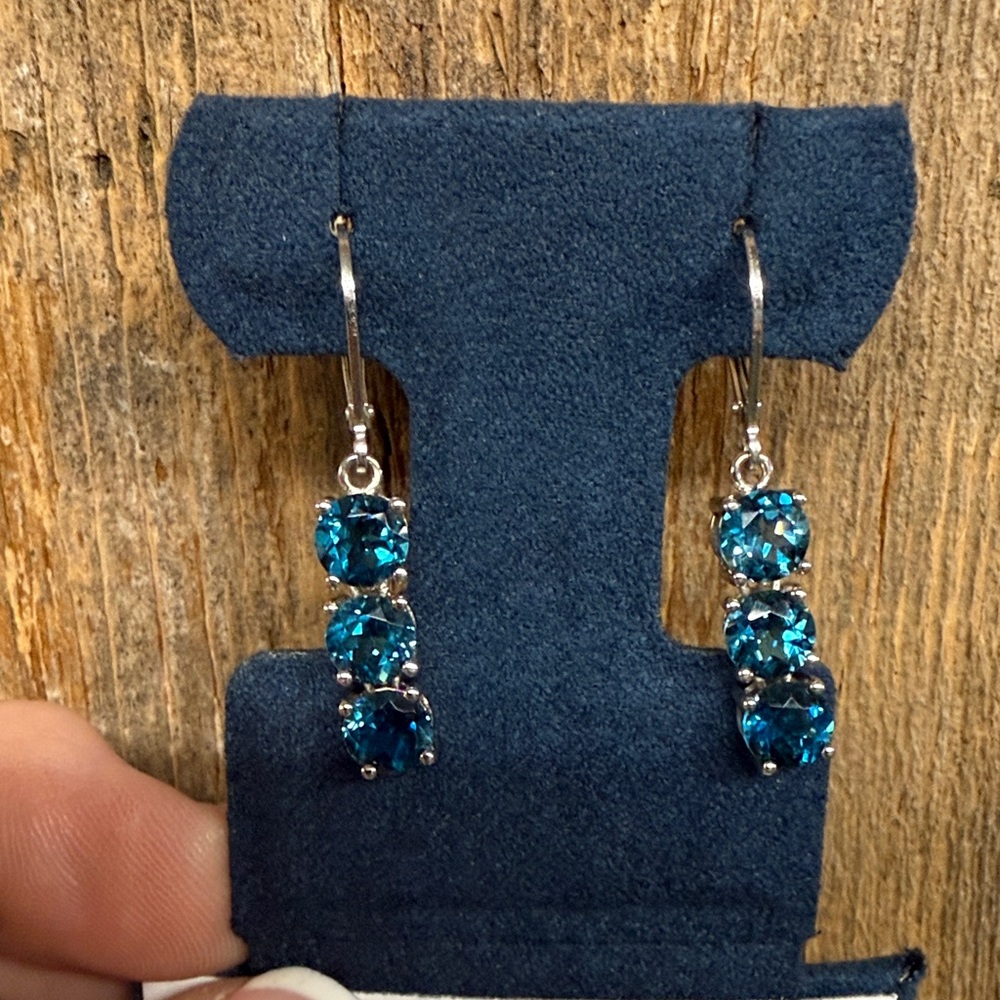 Elegant Blue Stone Drop Earrings